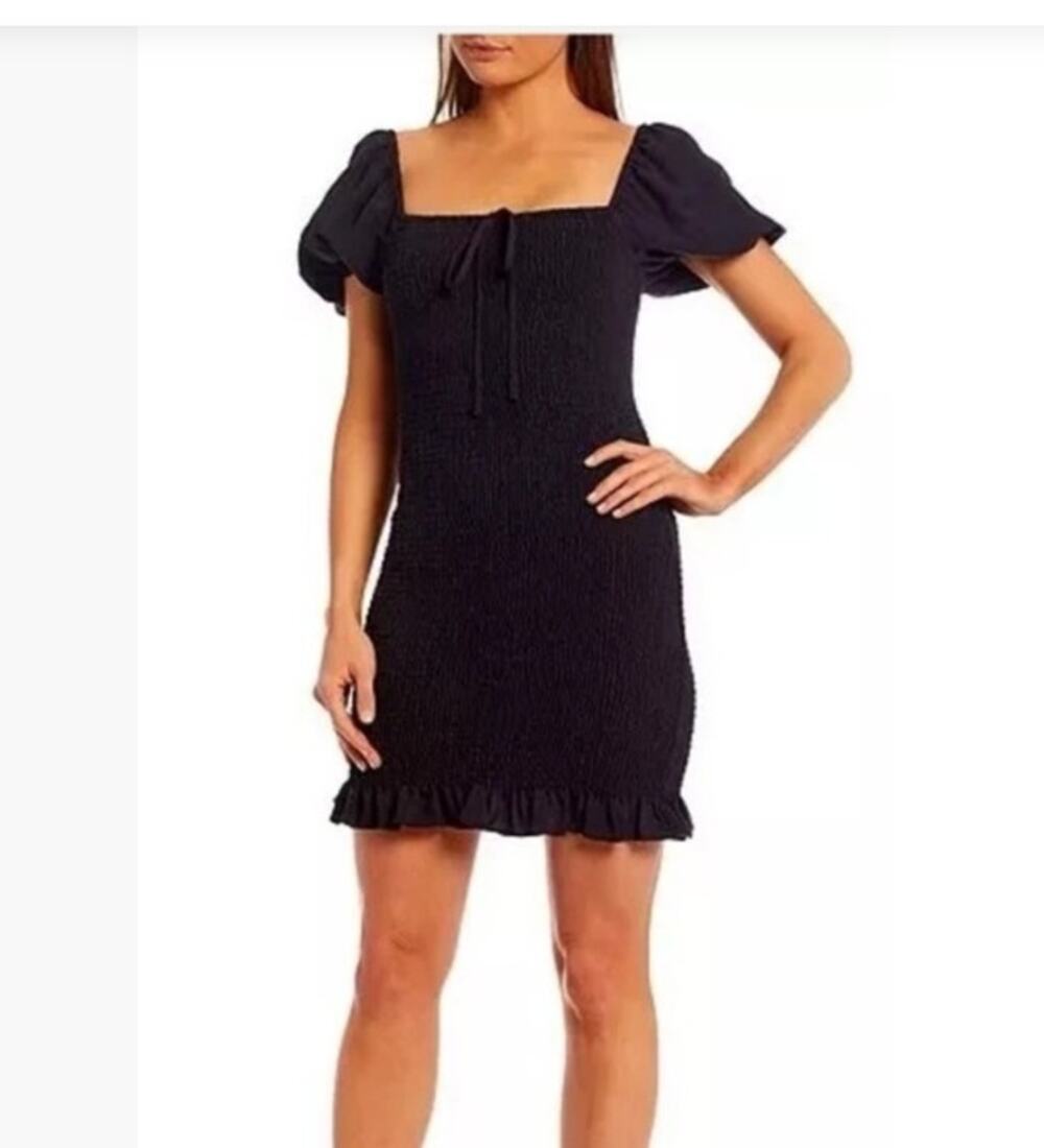 Gianni Bini Little Blue Dress Women's Lace Navy Blue Ruffle Size L NEW